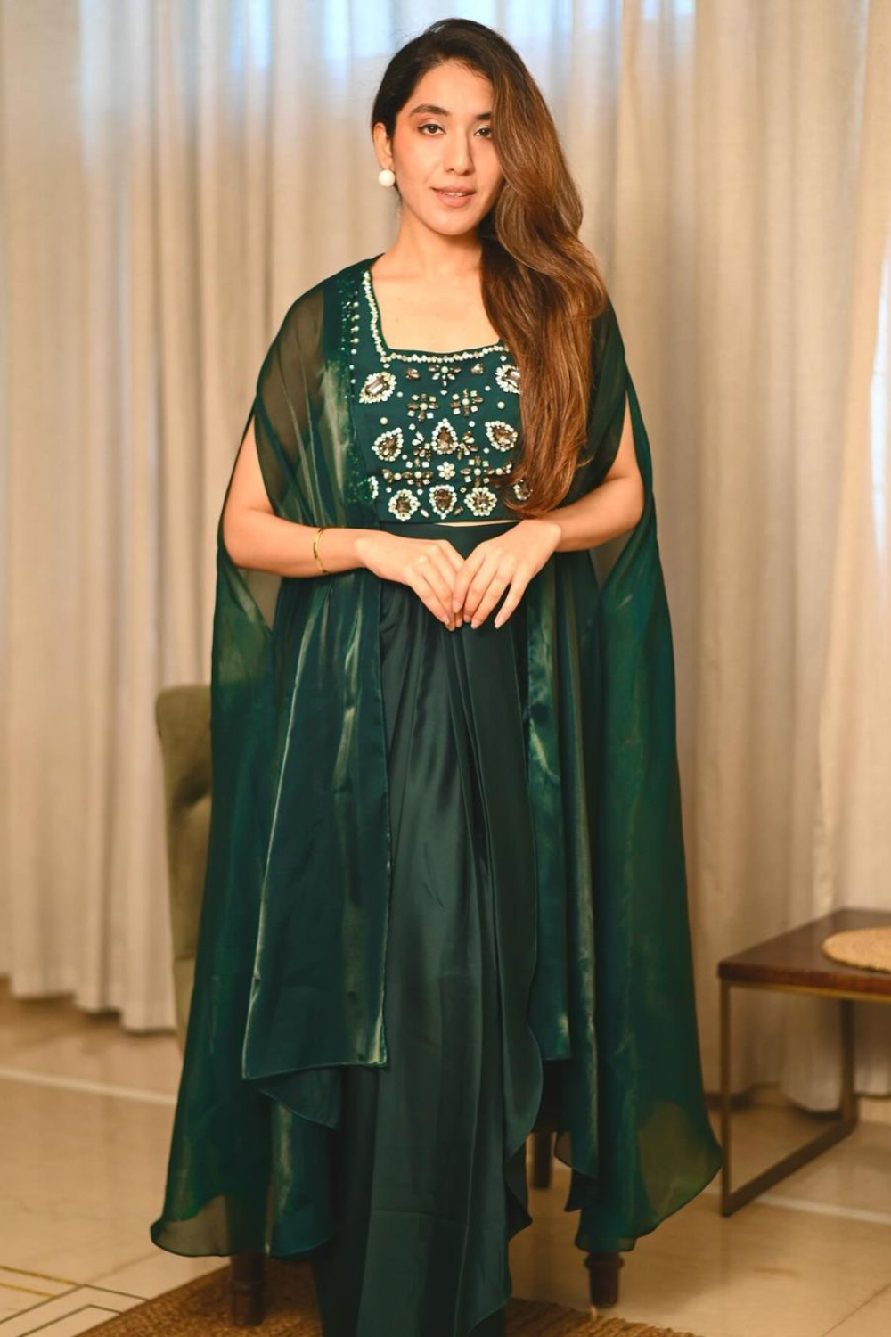 Mahima Khanchandani In Our Green Pearla Dhoti Skirt Set House of Zeniaa Mahima Khanchandani In Our Green Pearla Dhoti Skirt Set House of Zeniaa